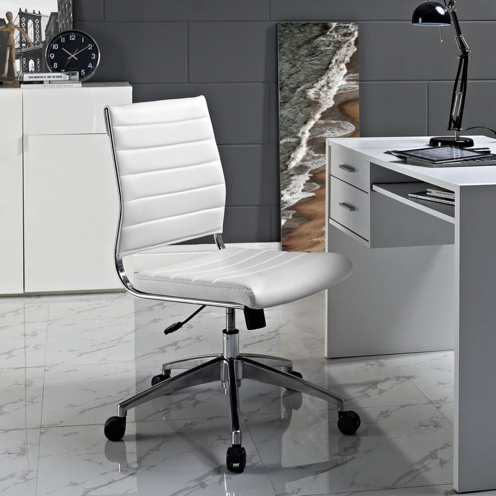 Modway Jive Armless Mid Back Office Chair in White, , large