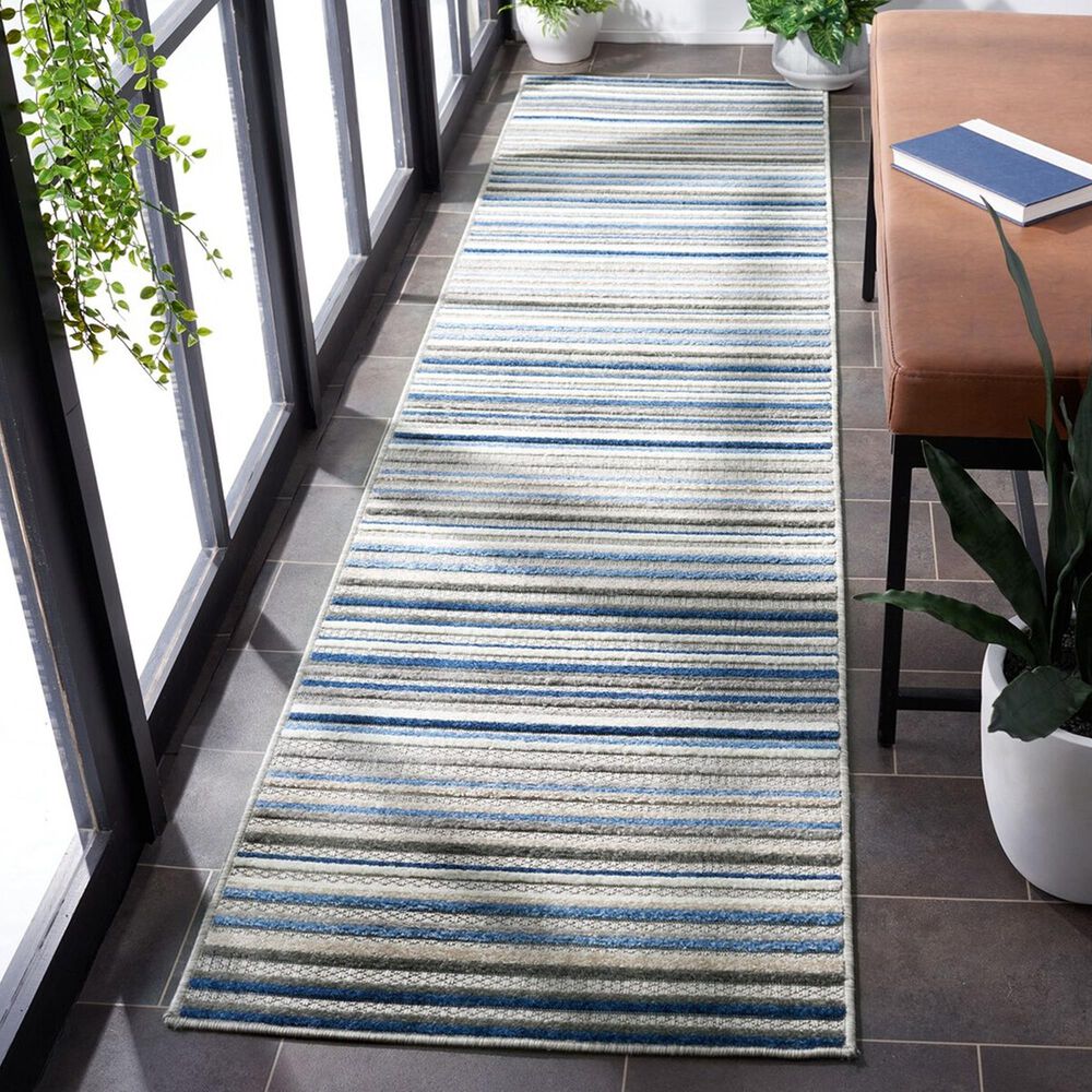 Safavieh Cabana CBN323F 2&#39;2&quot; x 9&#39; Grey and Blue Indoor/Outdoor Performance Runner, , large
