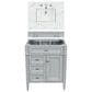 James Martin Vanities Brittany 30" Single Bathroom Vanity in Urban Gray with 3 cm Ethereal Noctis Quartz Top and Rectangle Sink, , large