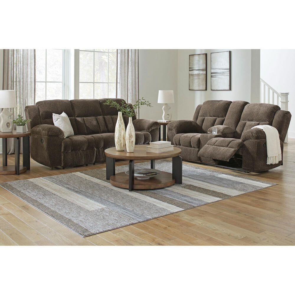 Ashley Frohn Manual Reclining Loveseat in Chocolate, , large