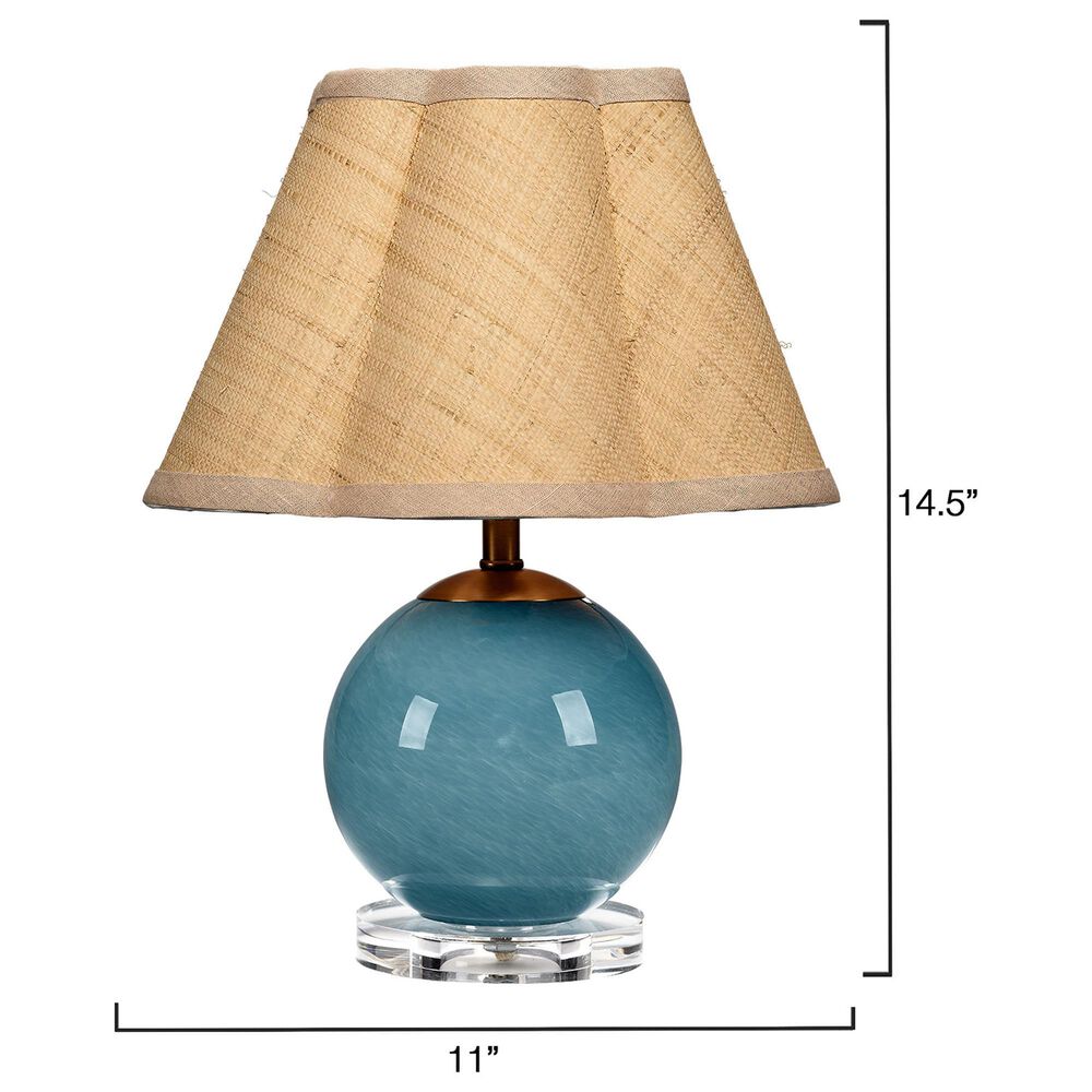 Jamie Young Nola Blown Glass Table Lamp with Raffia Shade in Blue, , large