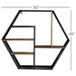 Maple and Jade 30" Hexagon Wall Shelf in Matte Black and Varnished Brown, , large