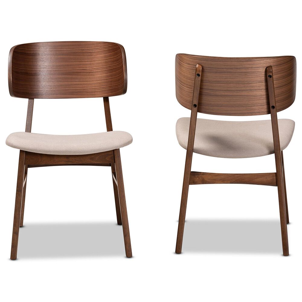 Baxton Studio Alston Side Chair with Beige Cushion in Walnut Brown (Set of 2), , large