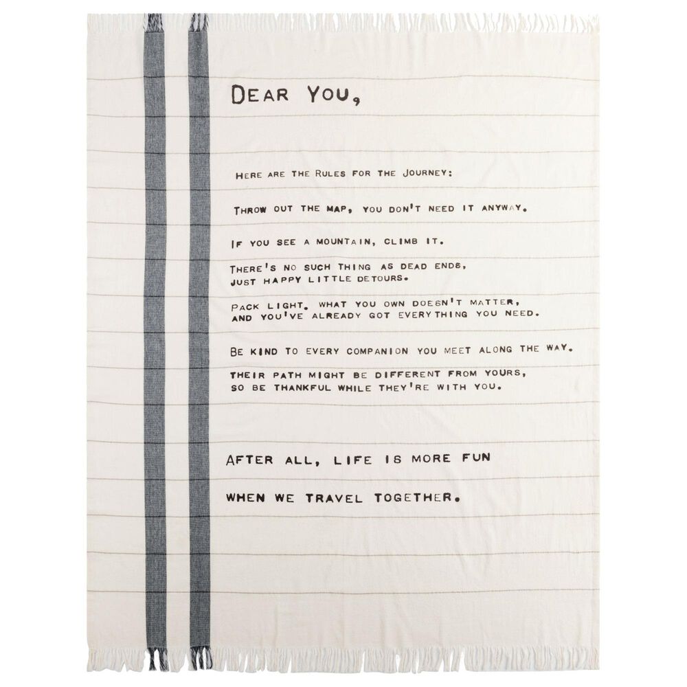 Demdaco Dear You The Journey 70" x 60" Blanket in White, , large