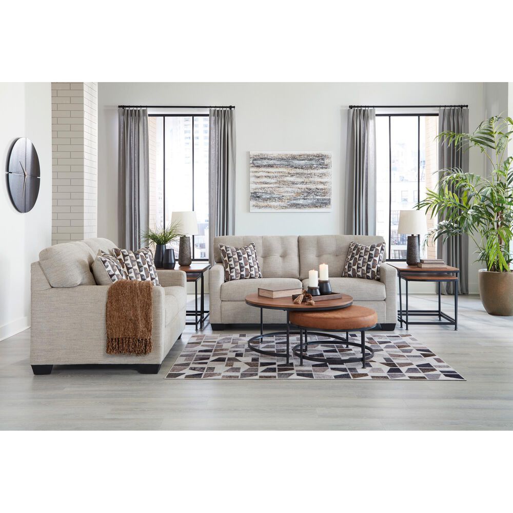 Ashley Mahoney Stationary Sofa and Loveseat Set in Pebble, , large