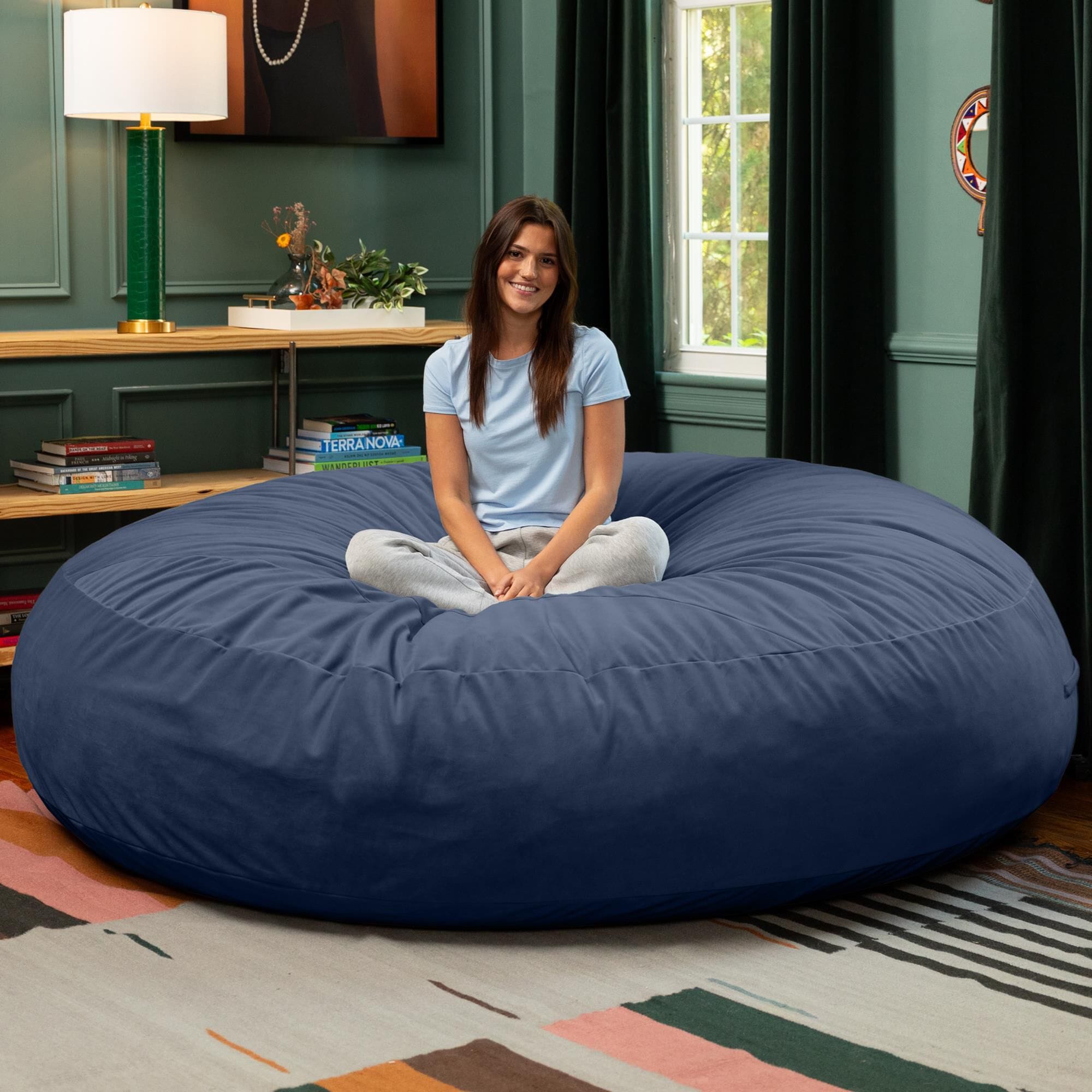 Jaxx Cocoon XL 7' Bean Bag Chair in Navy Blue