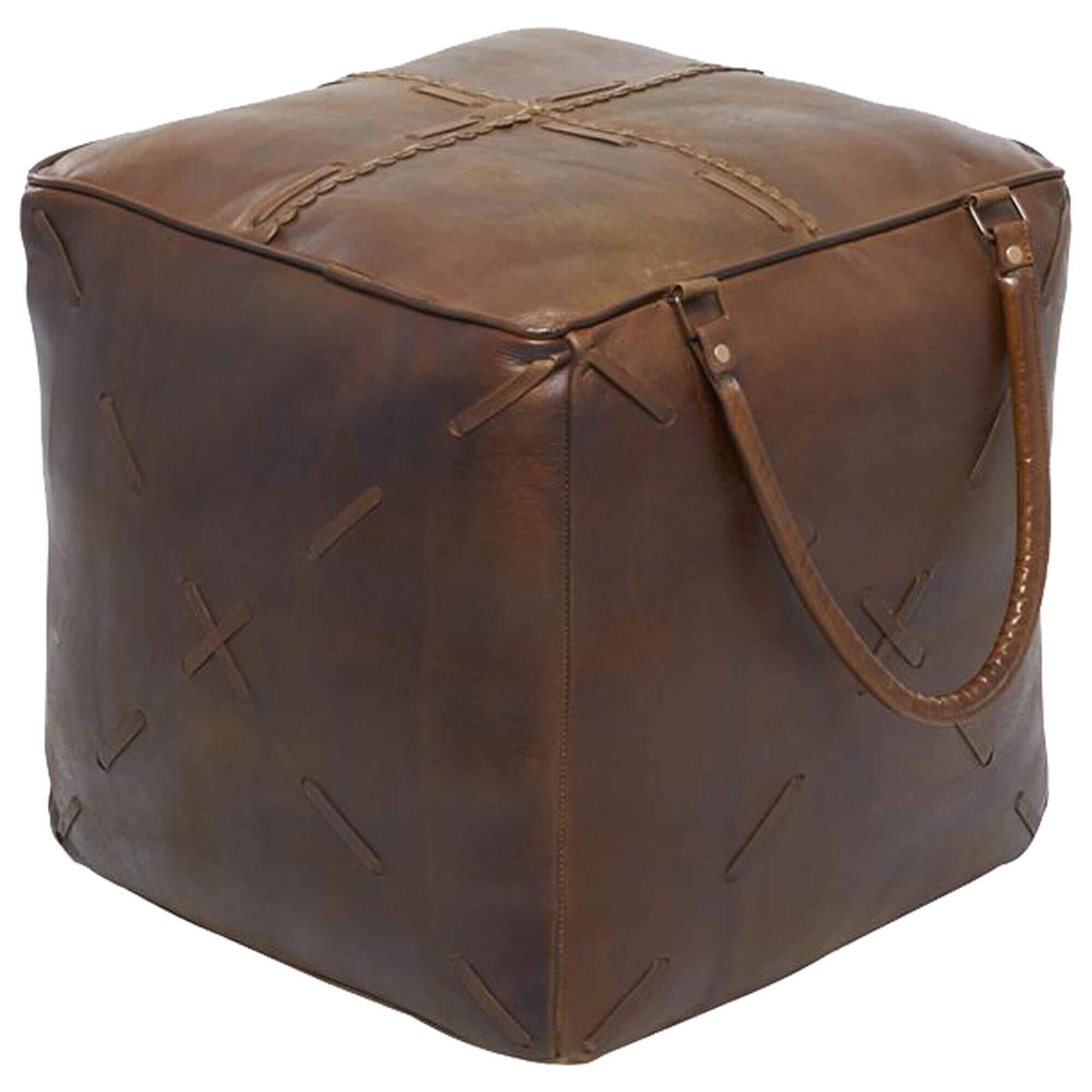 Faux leather shop square pouf