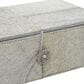 Maple and Jade 2-Piece Handmade Cowhide Decorative Box Set with Leather Loop Closure in Gray and White, , large