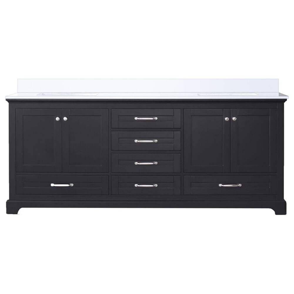 Lexora Home Dukes 80&quot; Double Bathroom Vanity in Espresso with 2 cm White Cultured Marble Top and Rectangular Sinks, , large