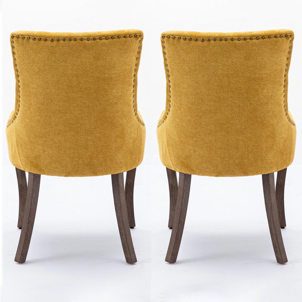 Hearth and Haven Upholstered Side Chair with Bronze Nail Head in Golden Yellow (Set of 2), , large