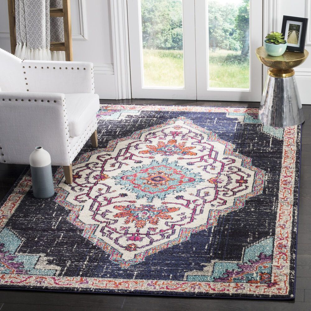 Safavieh Monaco MNC254Z 5&#39;1&quot; x 7&#39;7&quot; Black and Blue Area Rug, , large