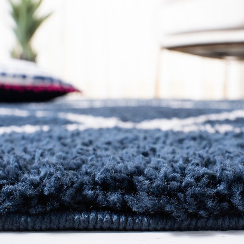 Safavieh August Shag 2&#39;2&quot; x 9&#39; Navy and Ivory Runner, , large