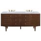 James Martin Vanities Amberly 72" Double Bathroom Vanity in Walnut with 3 cm Carrara White Marble Top and Rectangular Sinks, , large