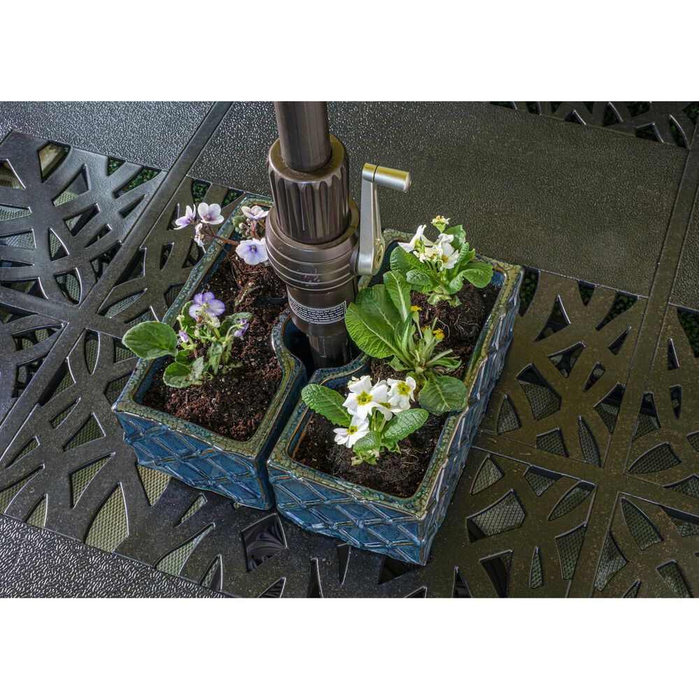 Alfresco Home Trellis Square Umbrella Patio Planter in Atlantis Blue &#40;Set of 2&#41;, , large