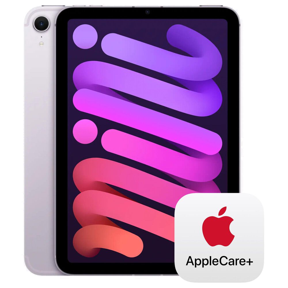 Apple iPad Mini Wi-Fi + Cellular 256GB - Purple with 2-Year AppleCare+, , large