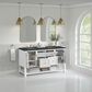 James Martin Vanities Breckenridge 60" Double Bathroom Vanity in Bright White with 3 cm Charcoal Soapstone Quartz Top and Rectangular Sinks, , large