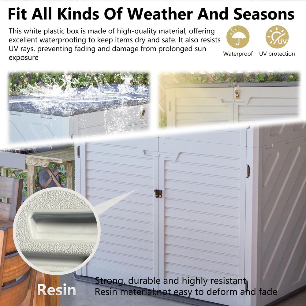 Hearth and Haven Outdoor Rust-Resistant Plastic Storage Shed with Adjustable Partition Design in White, , large