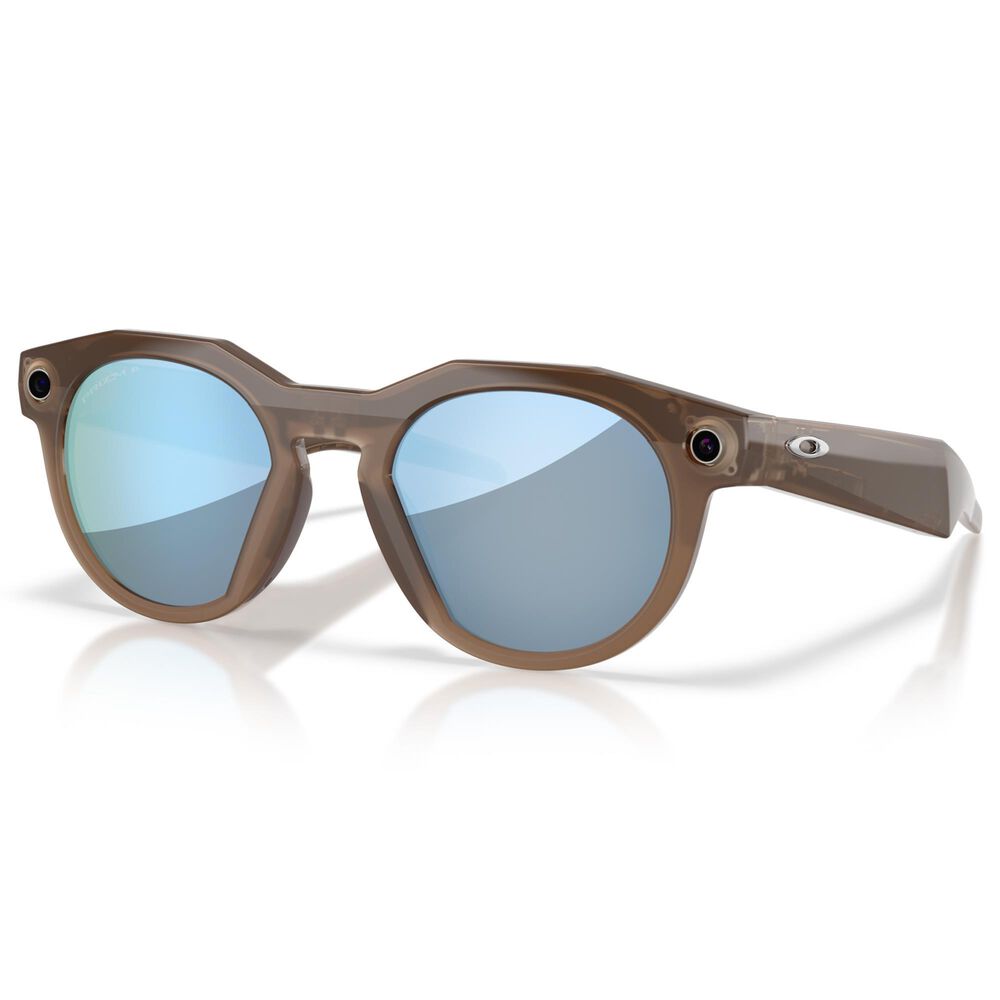 Oakley Sunglasses Meta HSTN Sunglasses with Prizm Deep Water Polarized Lenses in Smoke Brown, , large