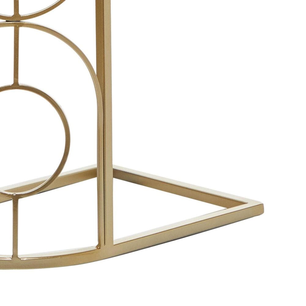 Maple and Jade Geometric End Table with Mirrored Glass Top in Gold, , large