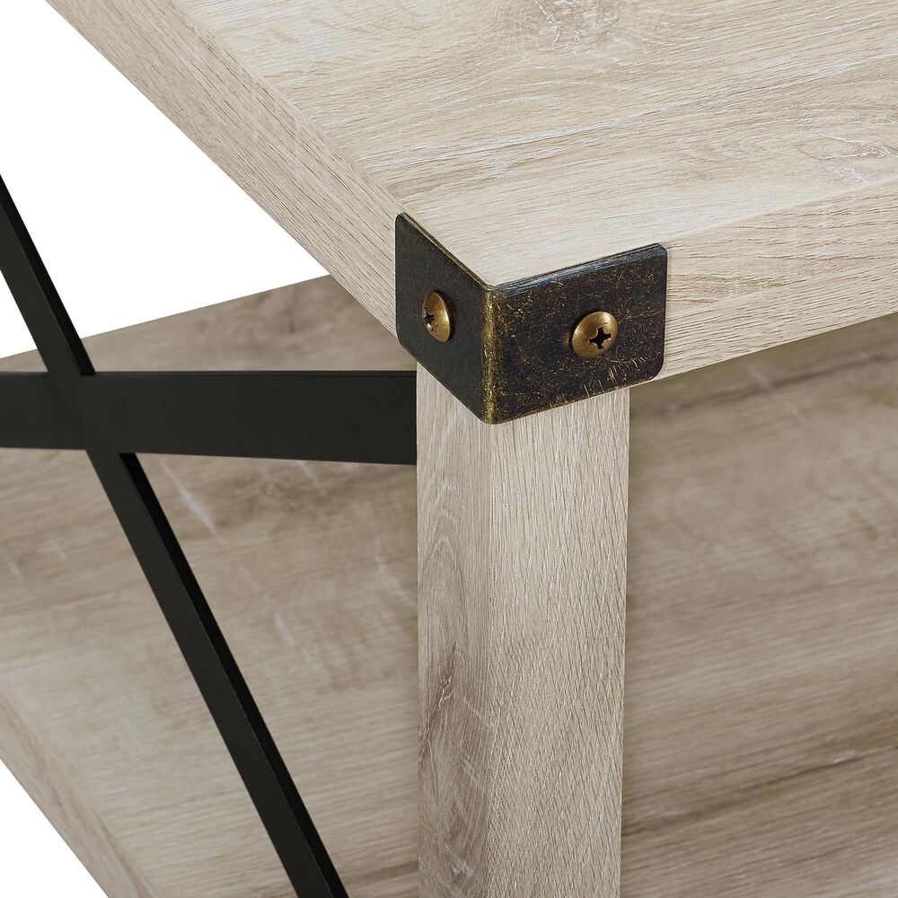 Walker Edison Barn Door Coffee Table in White Oak, , large