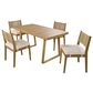 Hearth and Haven 5-Piece Outdoor Wooden Dining Set with U-Leg Table and Cushioned Chairs in Beige, , large