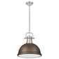 Golden Lighting Duncan 1-Light Pendant with Rod and Rubbed Bronze Shade in Pewter, , large