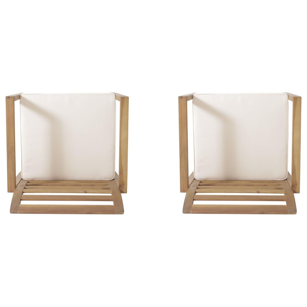 Hearth and Haven Outdoor Club Chair with White Cushion in Natural &#40;Set of 2&#41;, , large