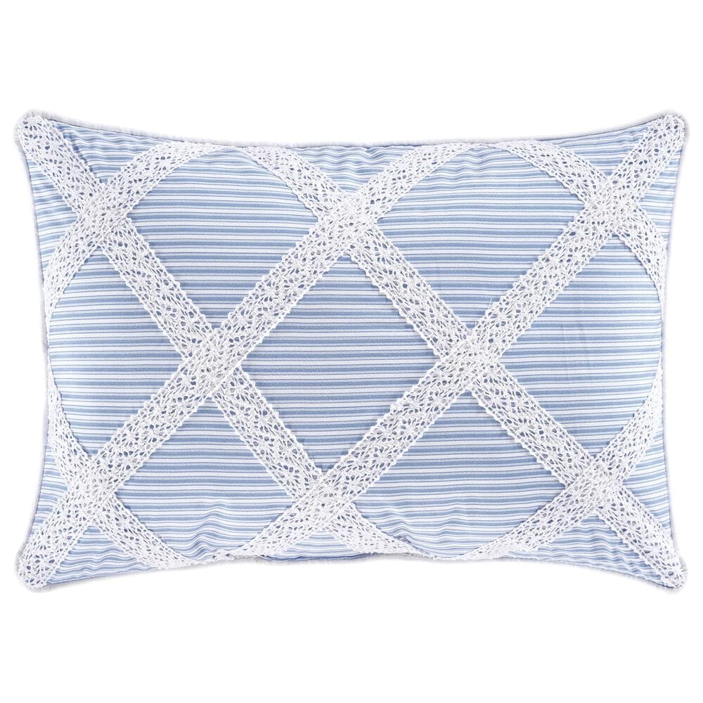 J. Queen New York Rialto 13" x 19" Lumbar Pillow in French Blue and Ivory, , large