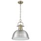 Golden Lighting Duncan 1-Light Pendant with Chain and Pewter Shade in Aged Brass, , large