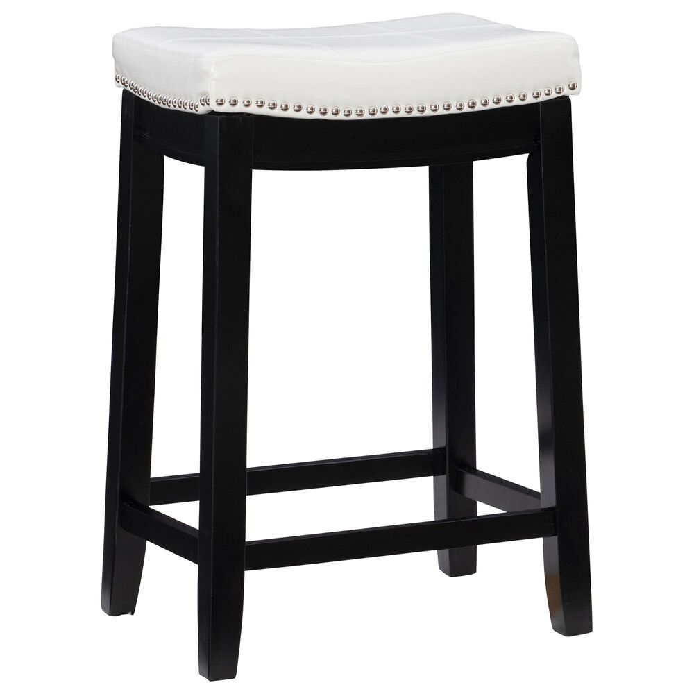 Linon Home Decor Claridge Counter Stool with White Cushion in Black, , large