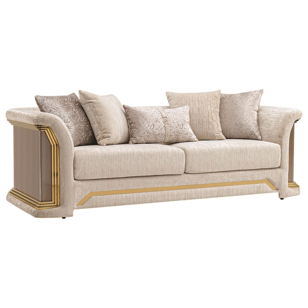 Furniture of America Ospray Stationary Sofa with Accent Pillows in Metallic Taupe, , large