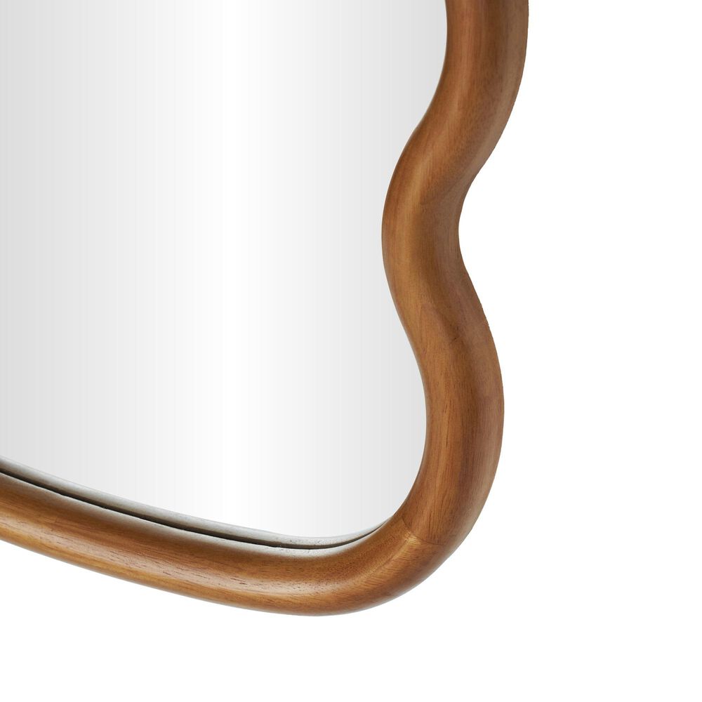 Maple and Jade 47&quot; Wood Abstract Wavy Wall Mirror in Brown, , large