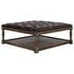 Vintage Furnishings Square Leather Ottoman in Valencia Dark Brown Leather, , large