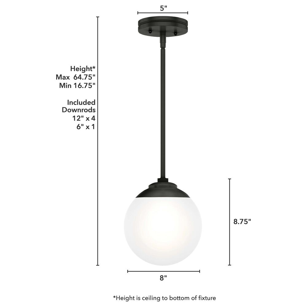 Hunter Hepburn 1-Light Mini Pendant in Matte Black, , large