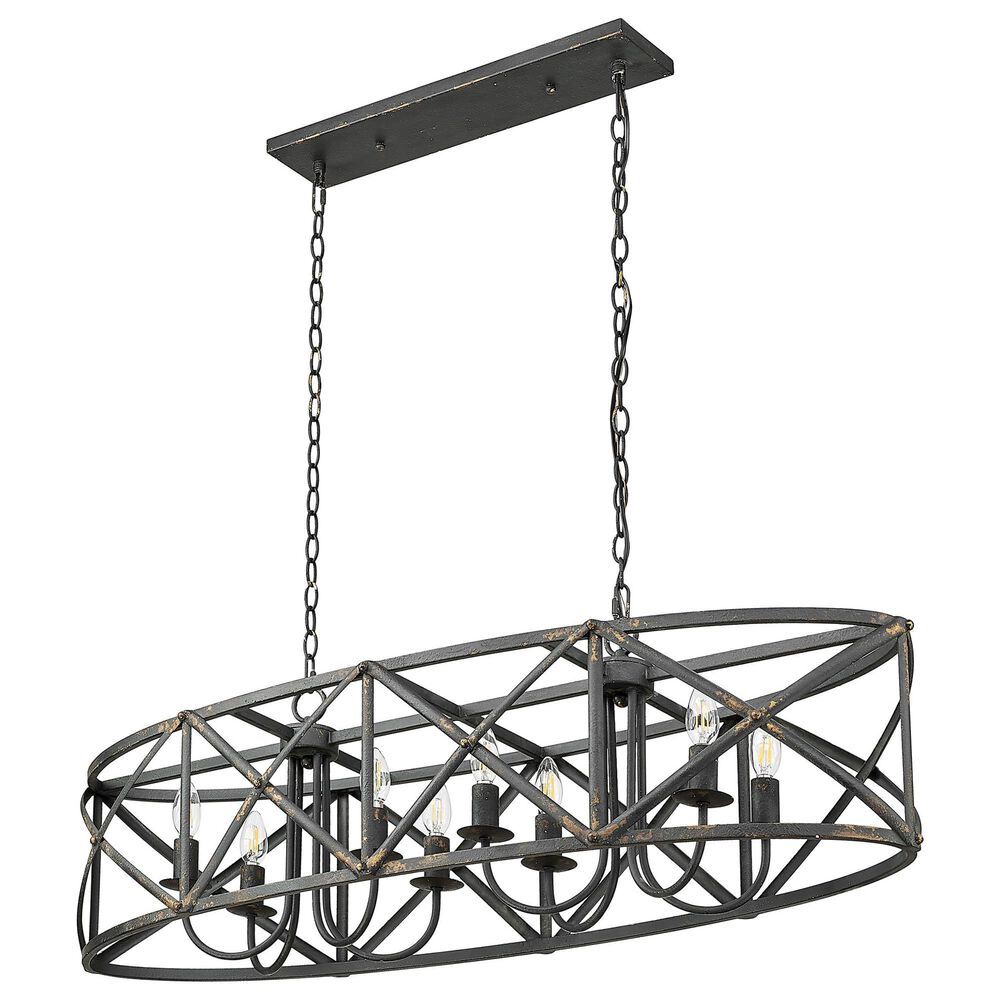 Golden Lighting Alcott 8-Light Linear Pendant in Antique Black and Gold, , large