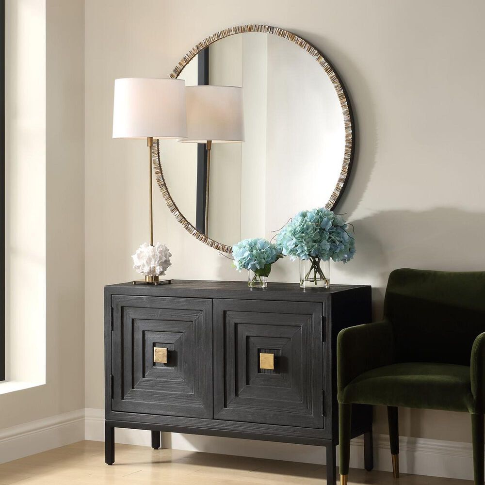 Uttermost Odeon Round Wall Mirror in Bronze, , large