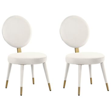 Morden Fort Modern Luxury Upholstered Side Chair in White (Set of 2), , large