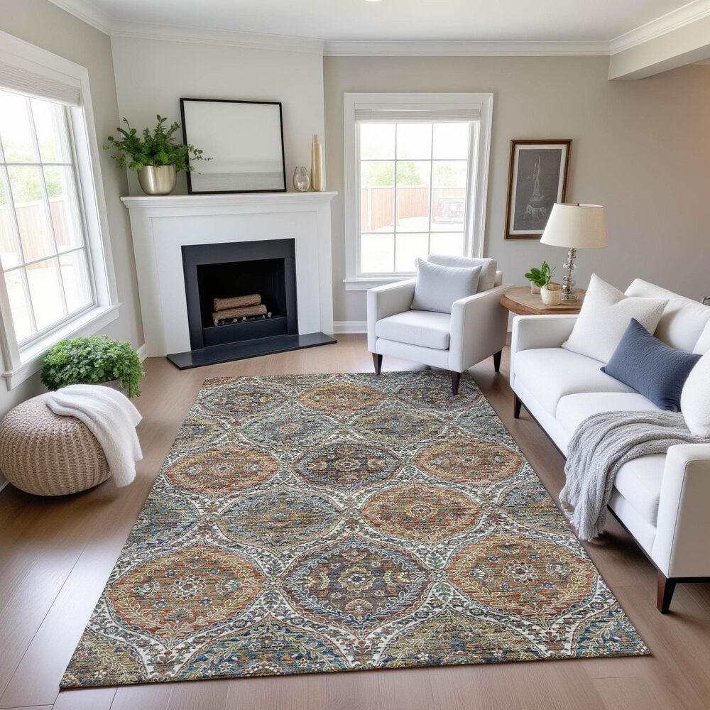 Dalyn Rug Company Silk Road Mocha, Ivory, Copper, Teal, Olive and Gold 10&#39; x 14&#39; Area Rug, , large