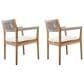 Hearth and Haven Outdoor Braided Acacia Wood Dining Chair in Cream (Set of 2), , large