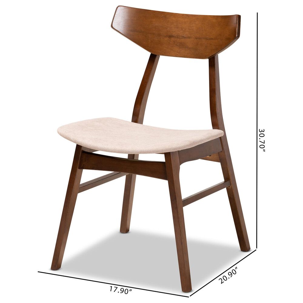 Baxton Studio Danica Side Chair with Light Beige Cushion in Walnut Brown (Set of 4), , large