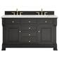 James Martin Vanities Brookfield 60" Double Bathroom Vanity in Black Onyx with 3 cm Ethereal Noctis Quartz Top and Rectangular Sinks, , large