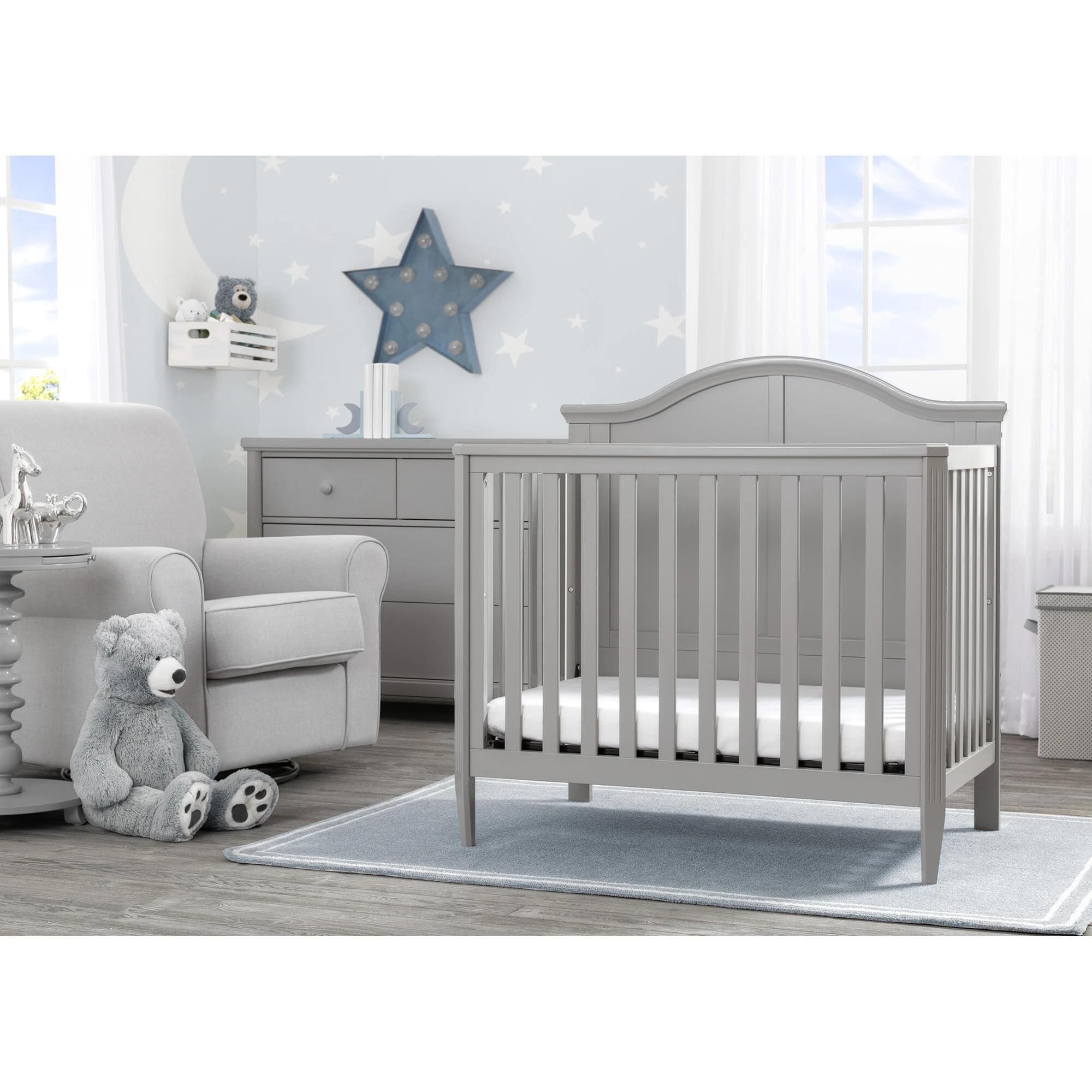 Delta Parker Mini Convertible Baby Crib with Mattress in Gray Shop NFM