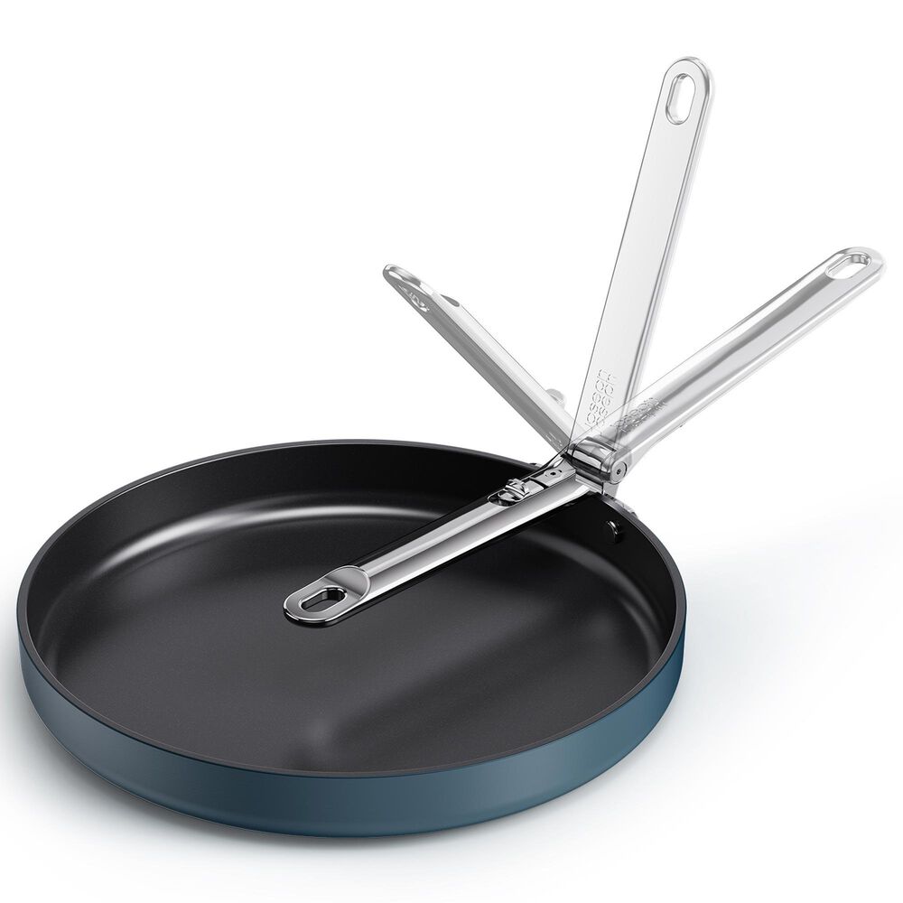 Joseph Joseph Space 12" Non-Stick Shallow Frying Pan with Folding Handle in Midnight Blue, , large