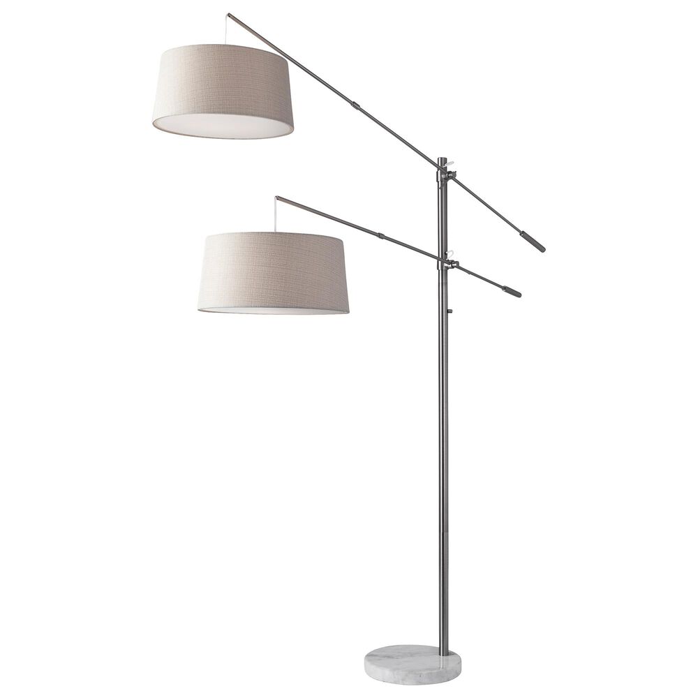 Adesso Manhattan 2-Arm Arc Lamp in Brushed Steel, , large