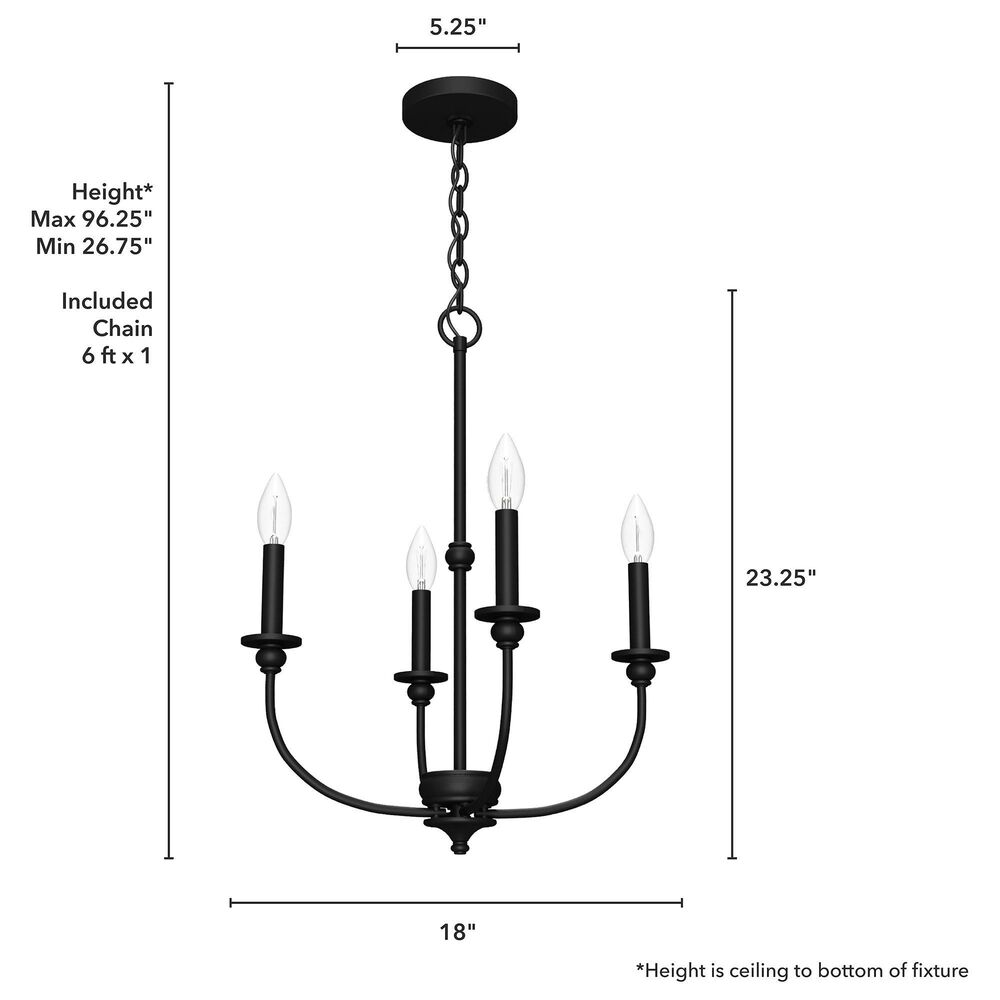 Hunter Southcrest 18&quot; 4-Light Chandelier in Flat Matte Black, , large