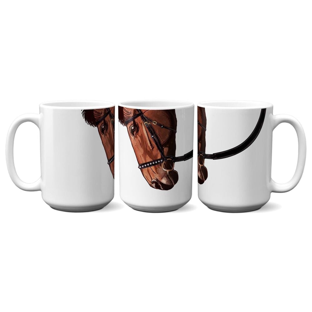 American Brand Studio 15 Oz Brown Horse with Bridle Snout Mug in White, , large