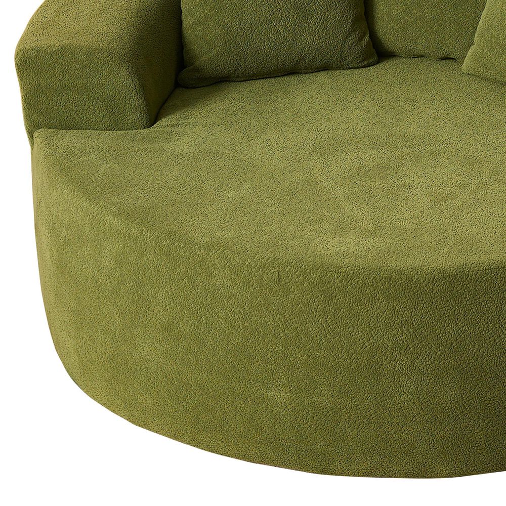 HOMLUX 59" Plush Corduroy Round Chair in Green, , large