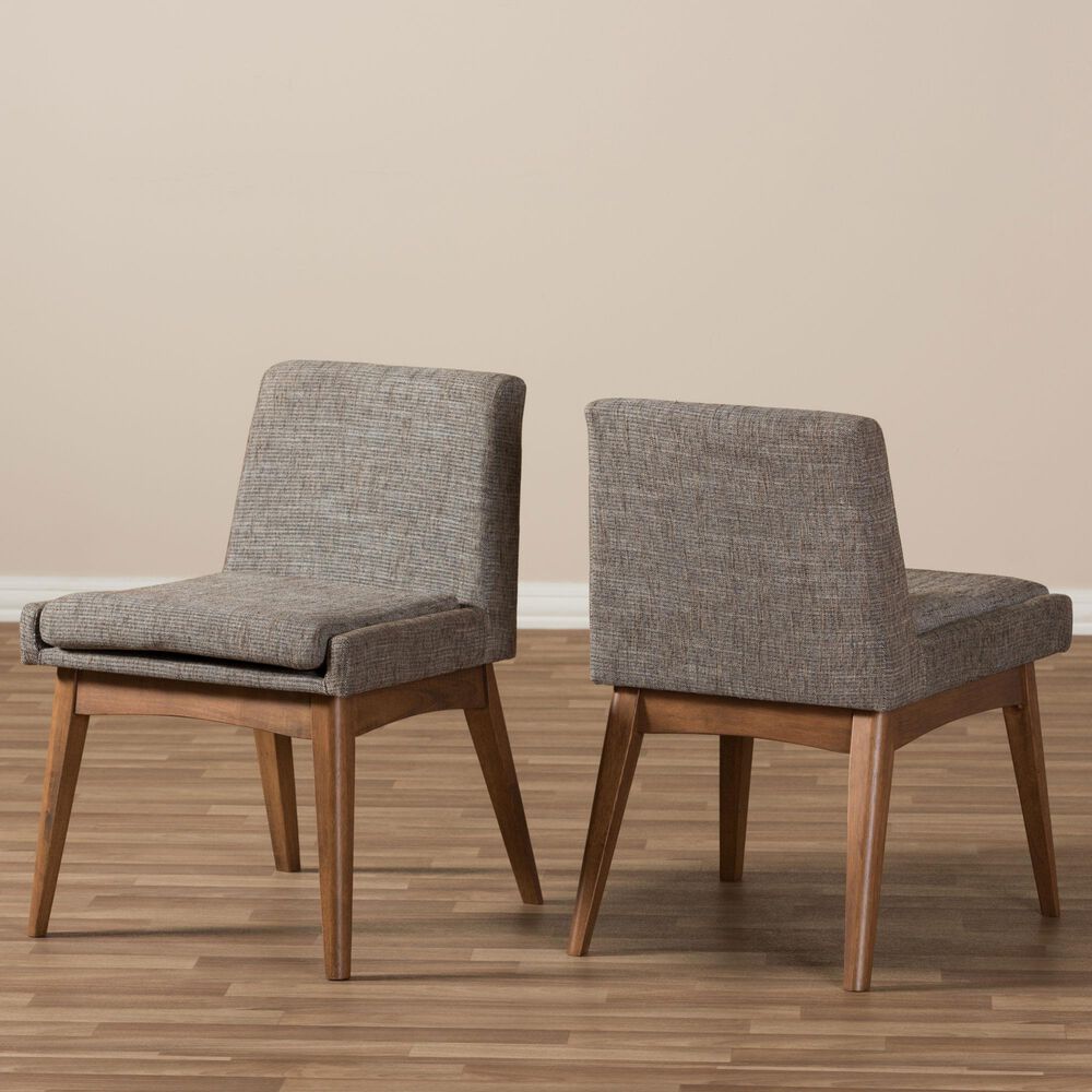 Baxton Studio Nexus Side Chair with Gravel Cushion in Walnut Brown (Set of 2), , large