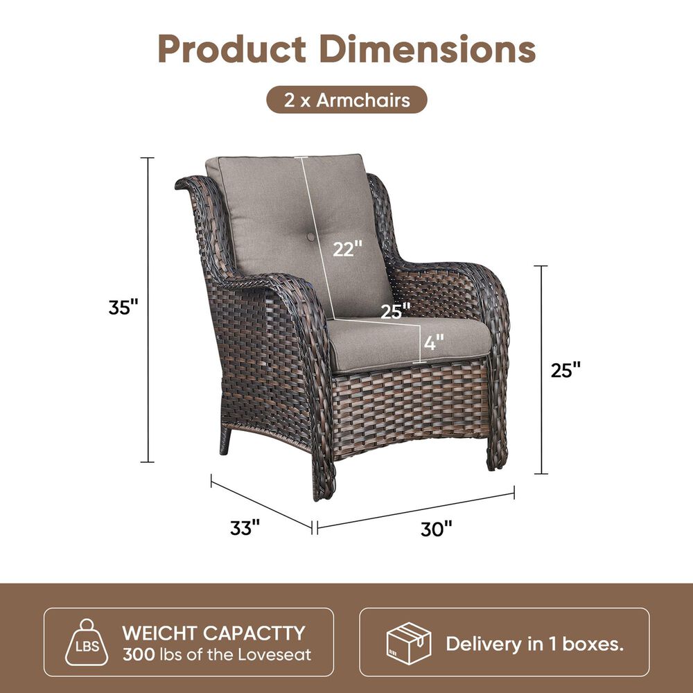 Sunwell Garden Patio Chair with Brown Frame in Gray (Set of 2), , large