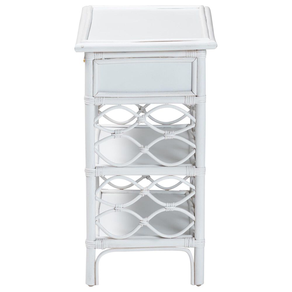 Baxton Studio Akane 1-Drawer Nightstand in White, , large